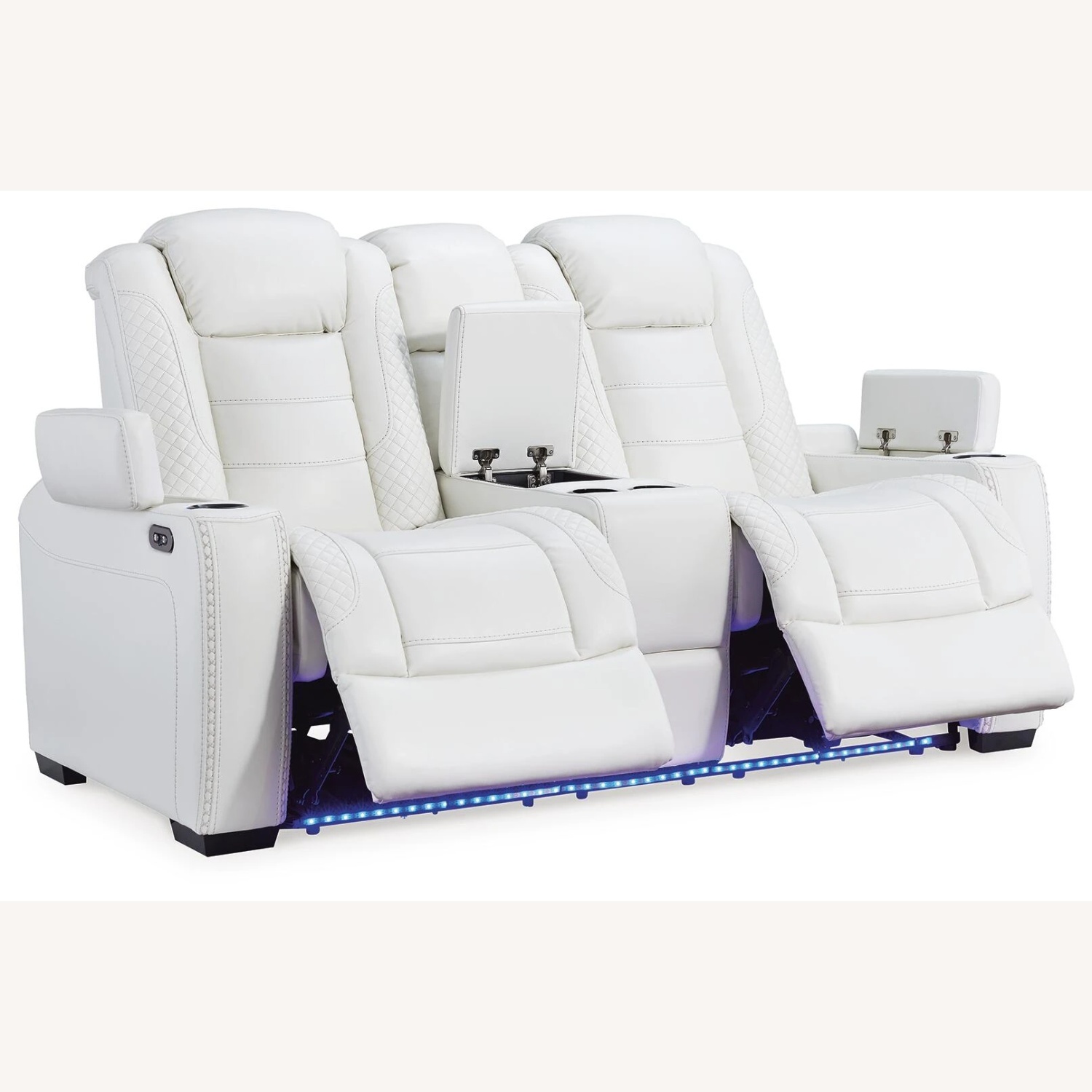 Ashley Furniture White Leather Loveseat - image-4