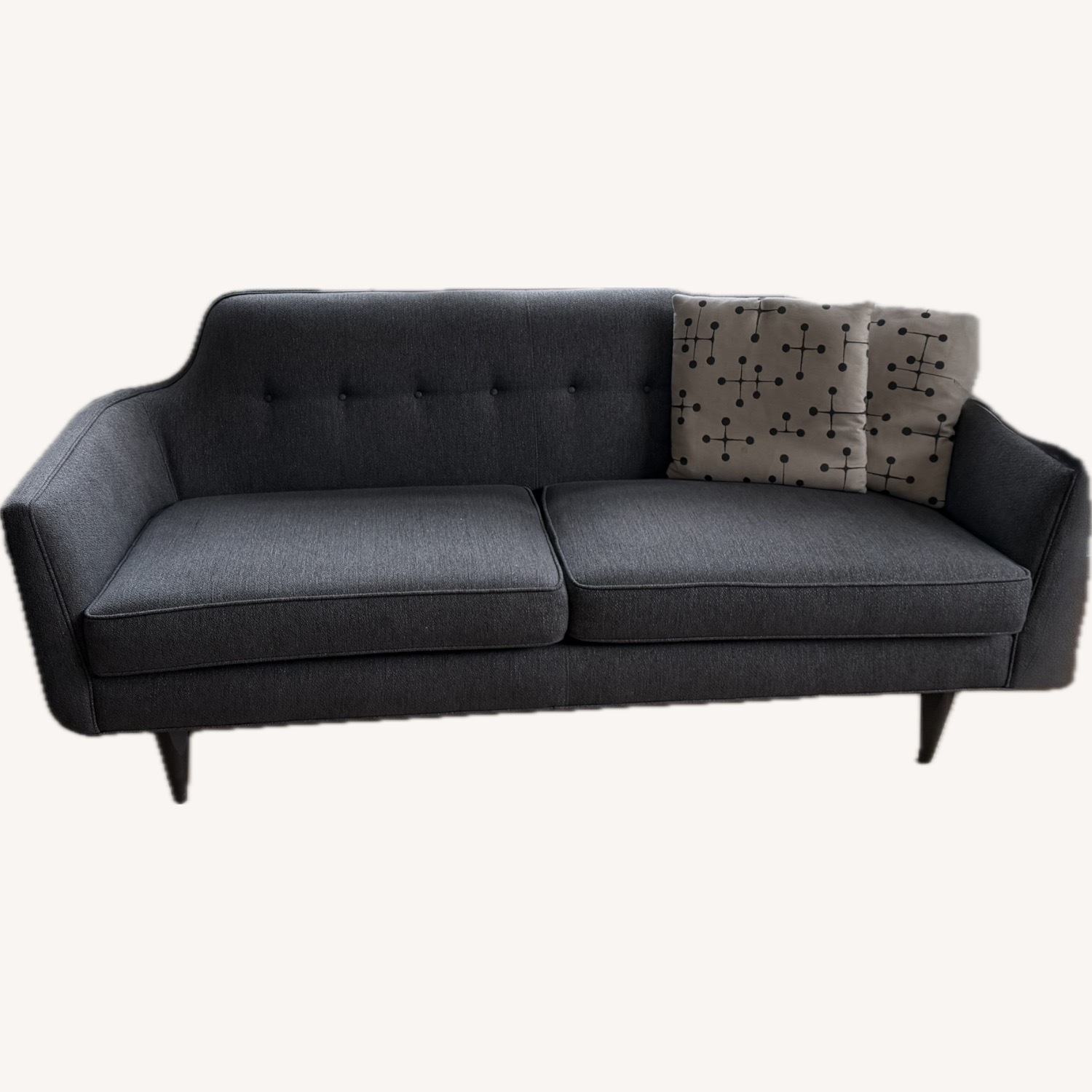 Crate & Barrel Gia Dark Gray Fabric 2 Seater Sofa - image-1