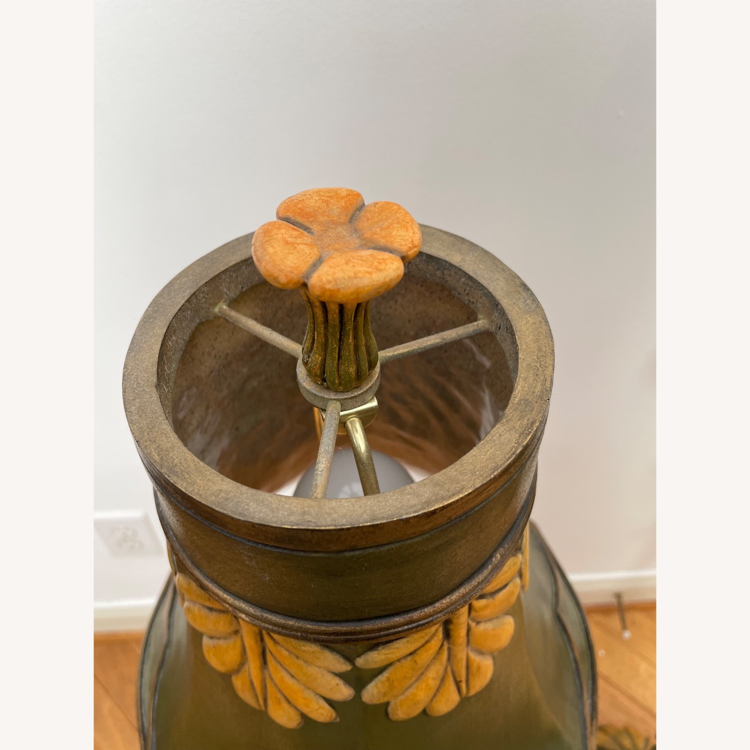 Pair Vintage Art Nouveau Botanical Buffet Lamps - image-2