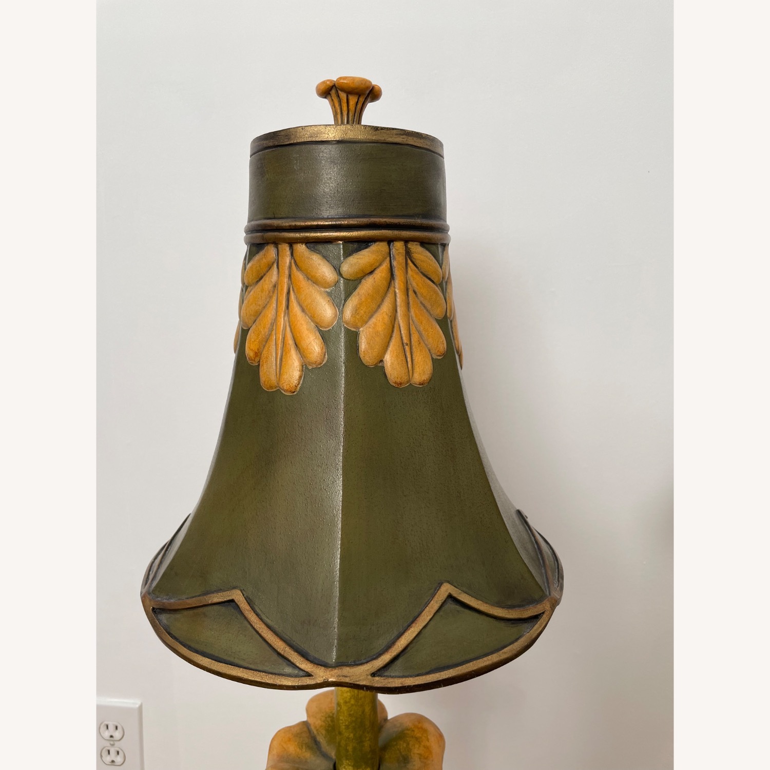 Pair Vintage Art Nouveau Botanical Buffet Lamps - image-3