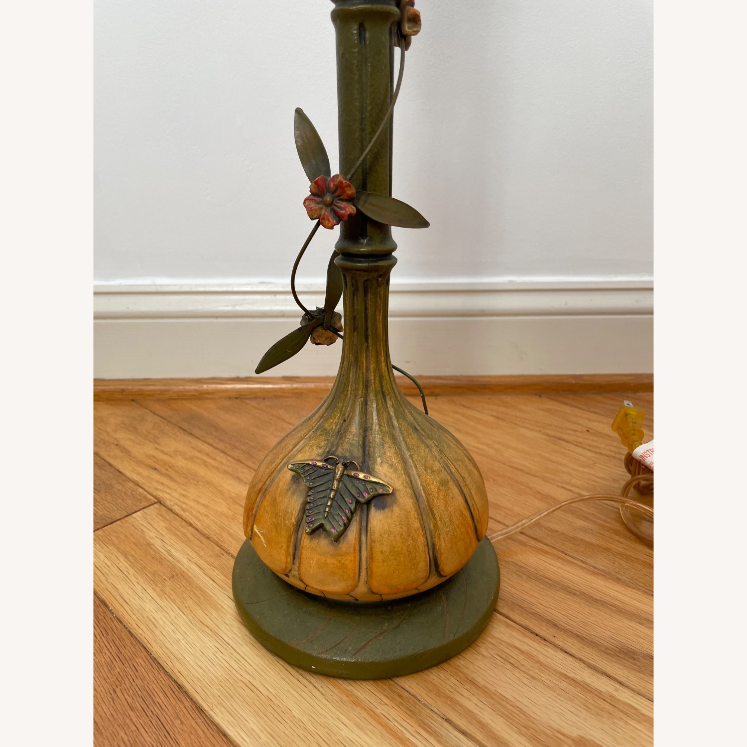 Pair Vintage Art Nouveau Botanical Buffet Lamps - image-5