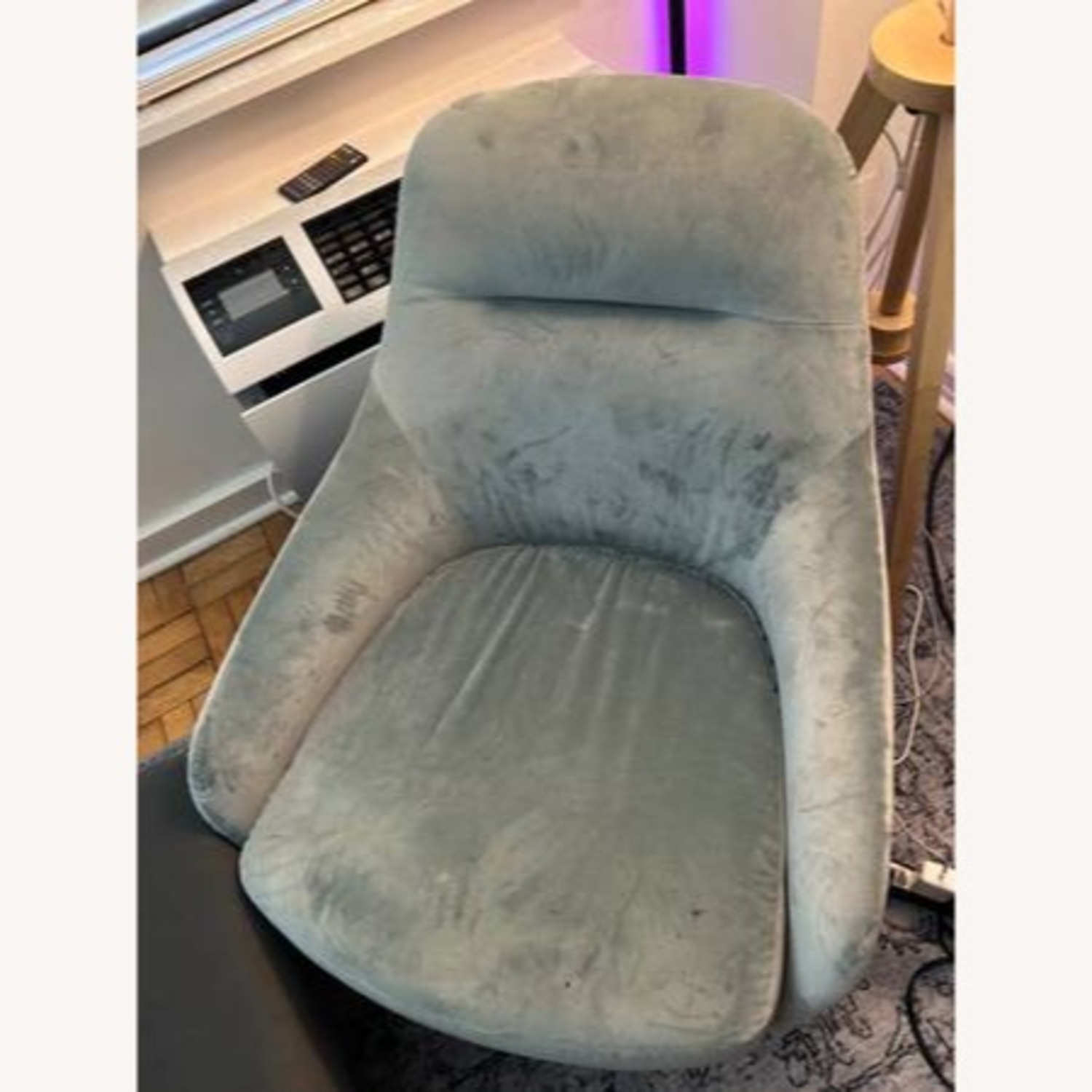 West Elm Valentina Swivel Blue Accent Chair - image-2