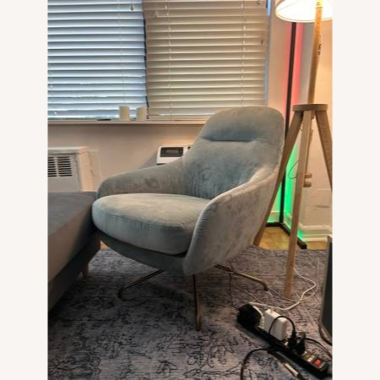 West Elm Valentina Swivel Blue Accent Chair - image-1