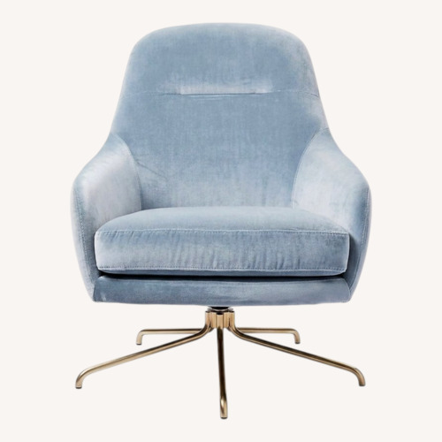 Used West Elm Valentina Swivel Blue Accent Chair for sale on AptDeco