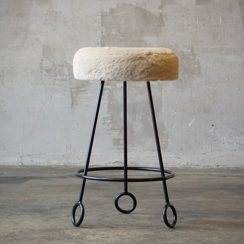 Used Jean Royère Style Shearling Yo Yo Stools for sale on AptDeco