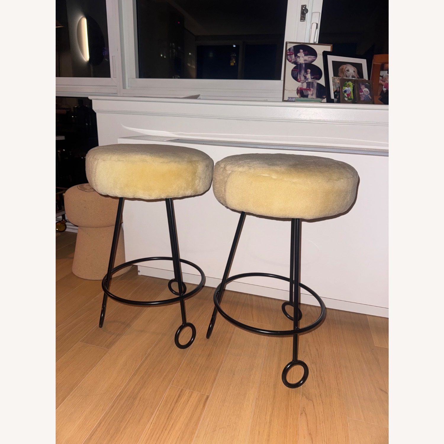 Jean Royère Style Shearling Yo Yo Stools - image-3