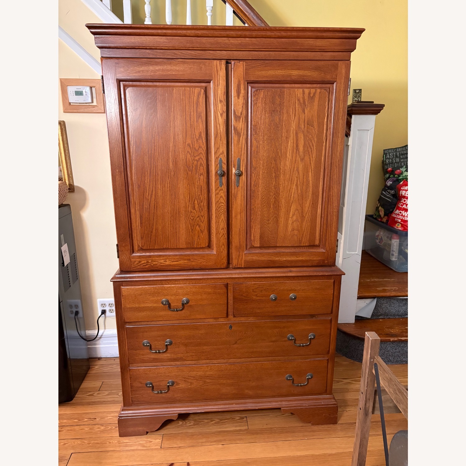 Vintage Dark Brown Wood Armoire - image-1