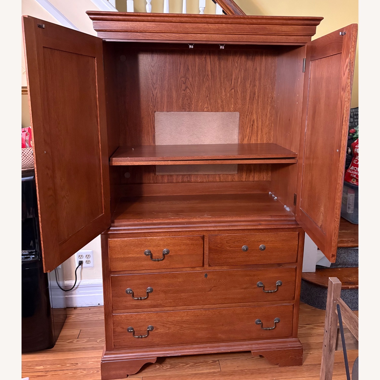 Vintage Dark Brown Wood Armoire - image-4