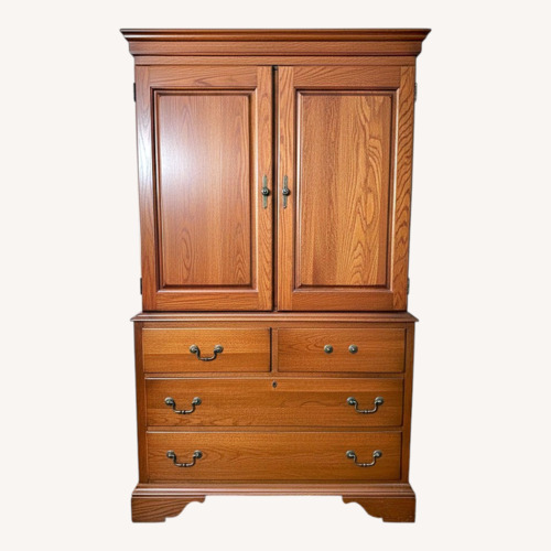 Used Vintage Dark Brown Wood Armoire for sale on AptDeco