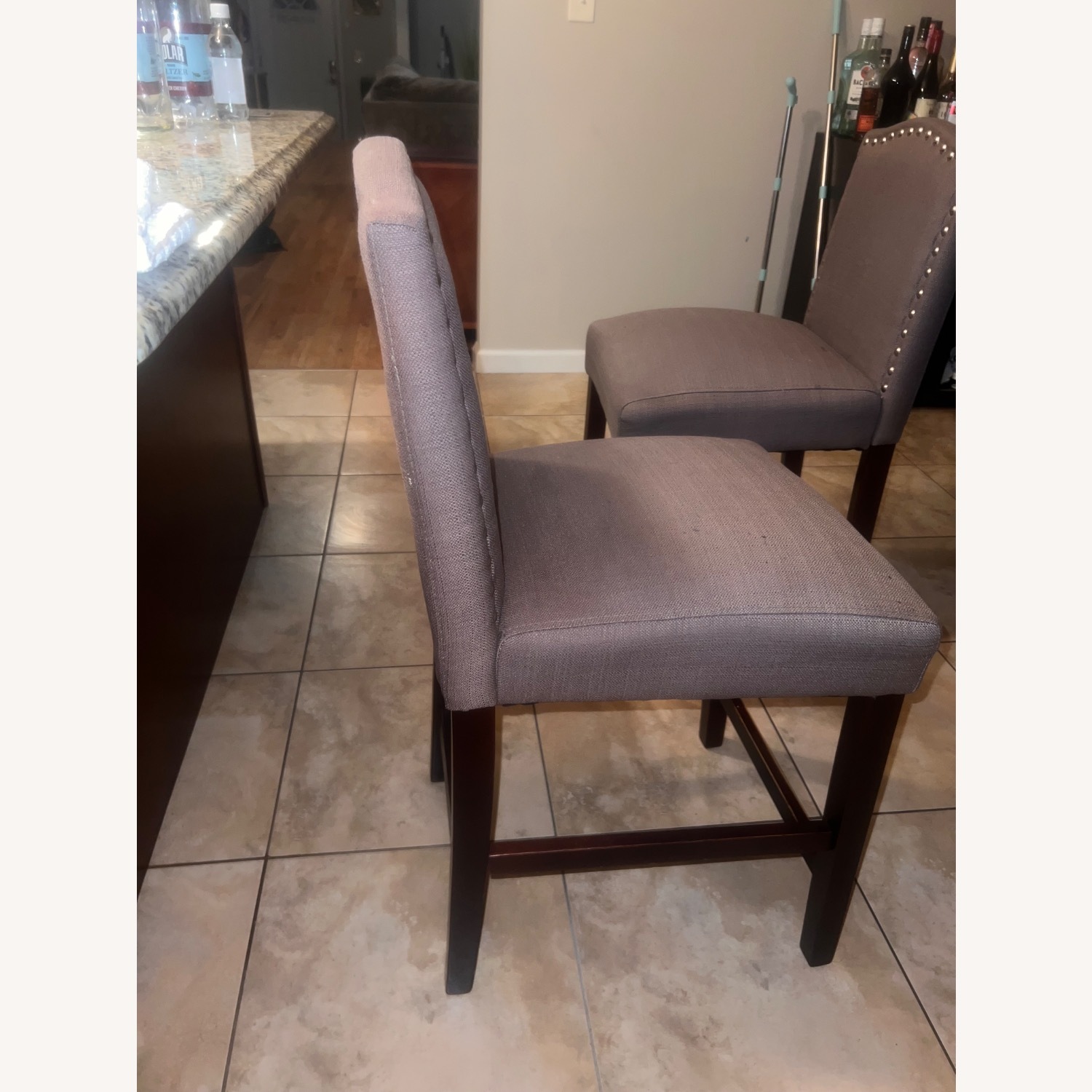 Light Gray Fabric Dining Chairs - image-3