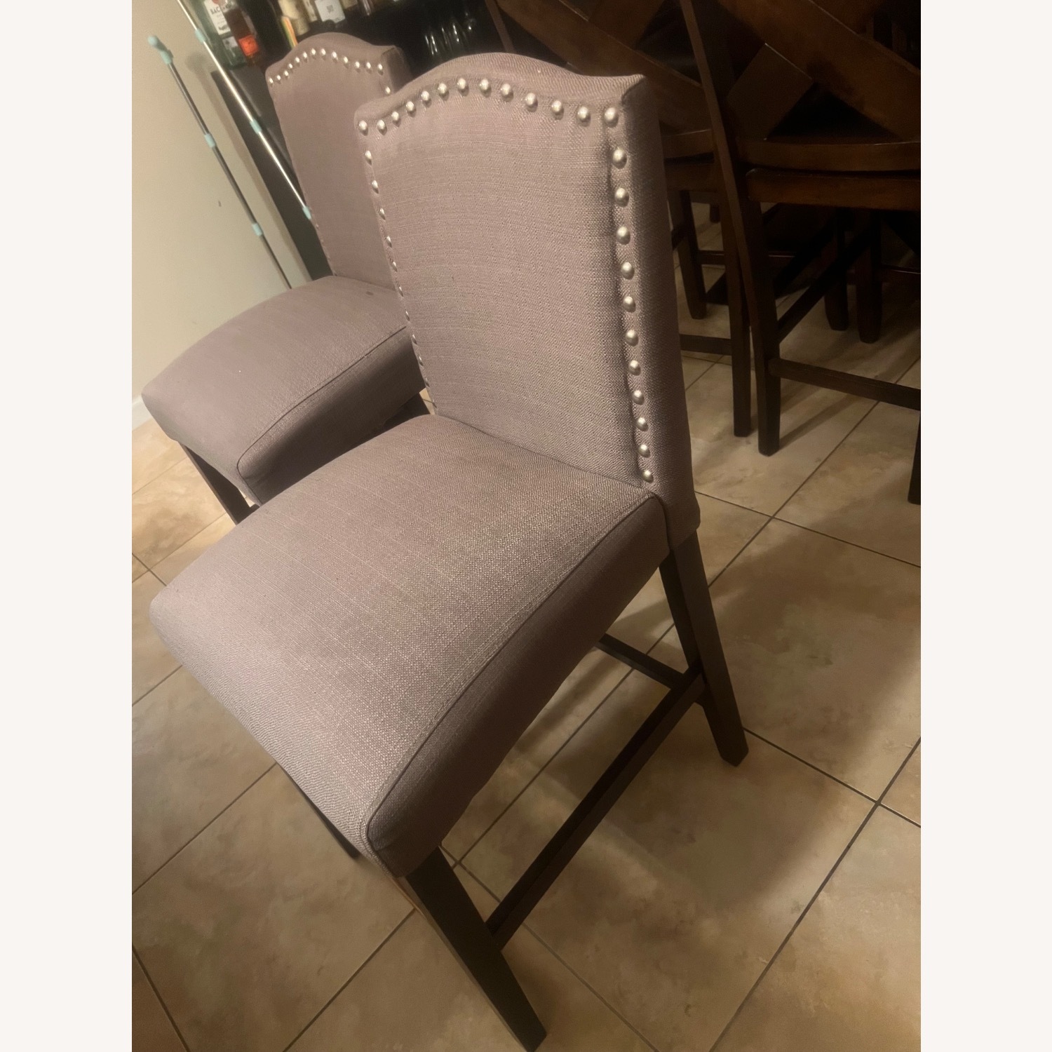 Light Gray Fabric Dining Chairs - image-6