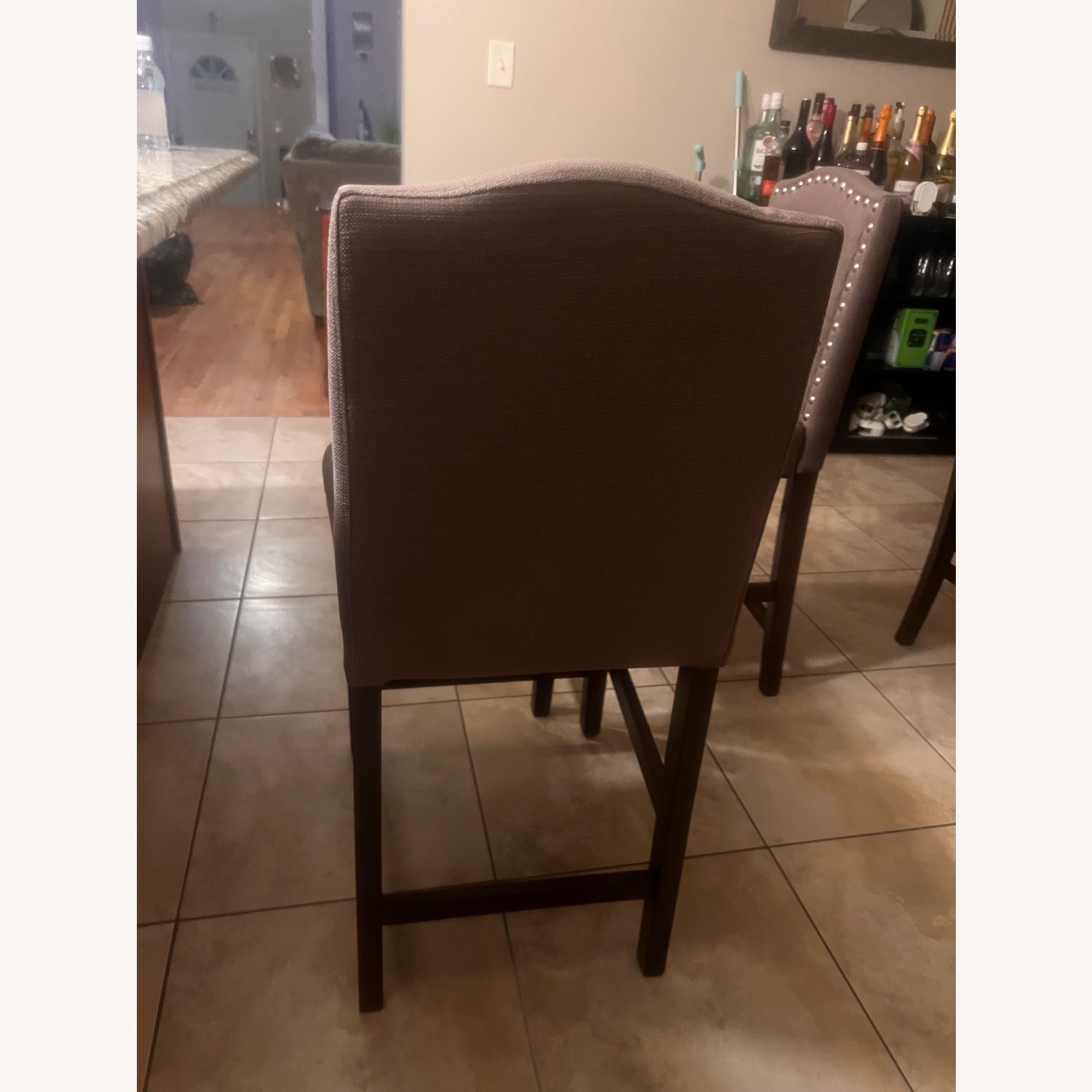 Light Gray Fabric Dining Chairs - image-5
