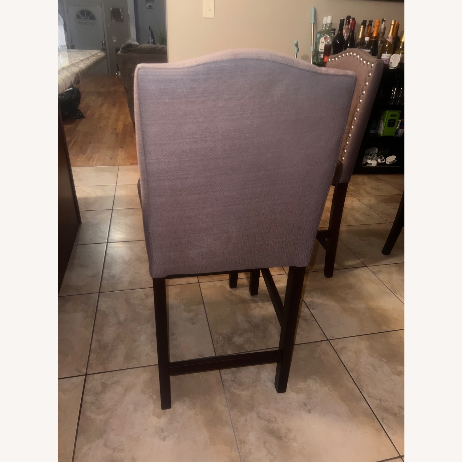 Light Gray Fabric Dining Chairs - image-4