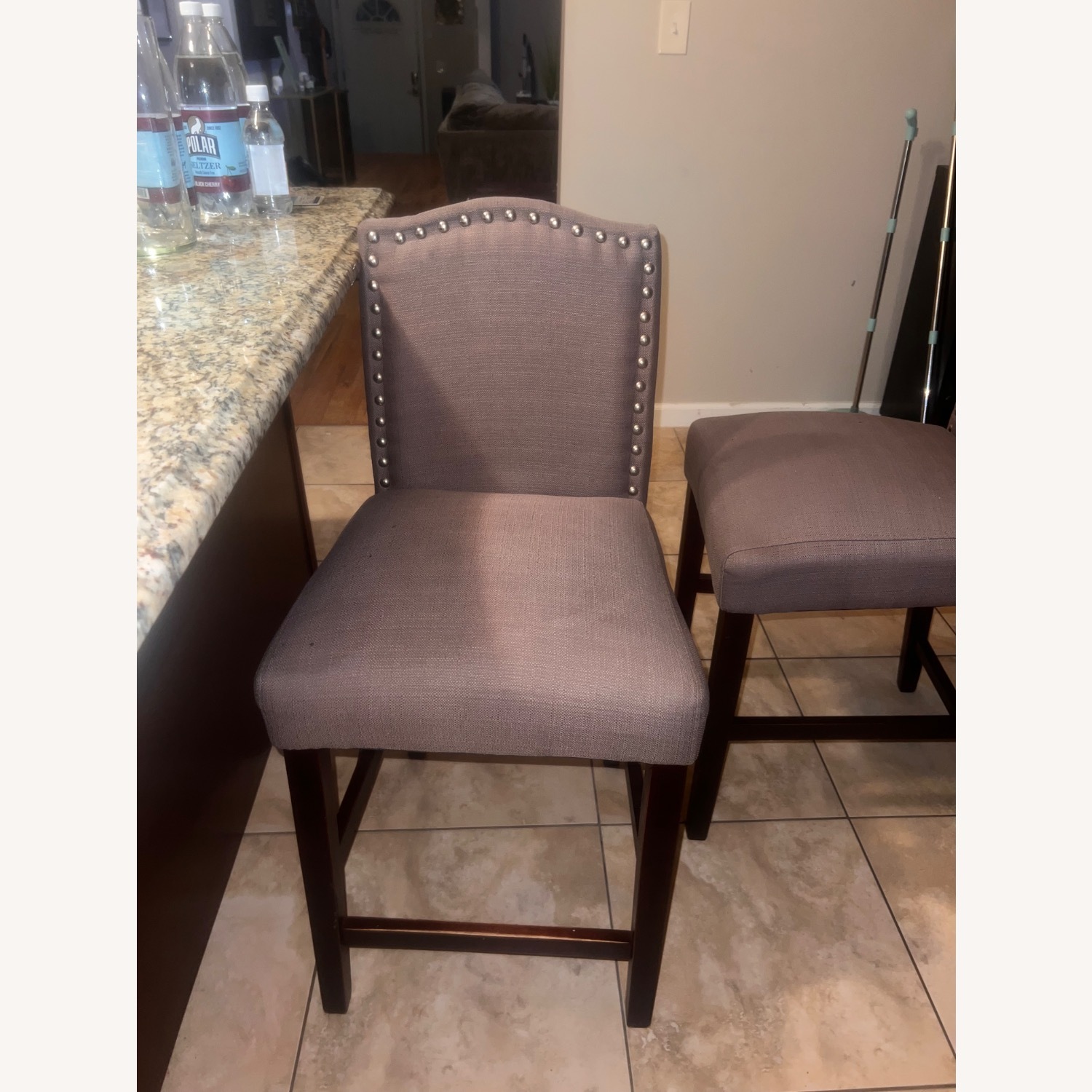 Light Gray Fabric Dining Chairs - image-2