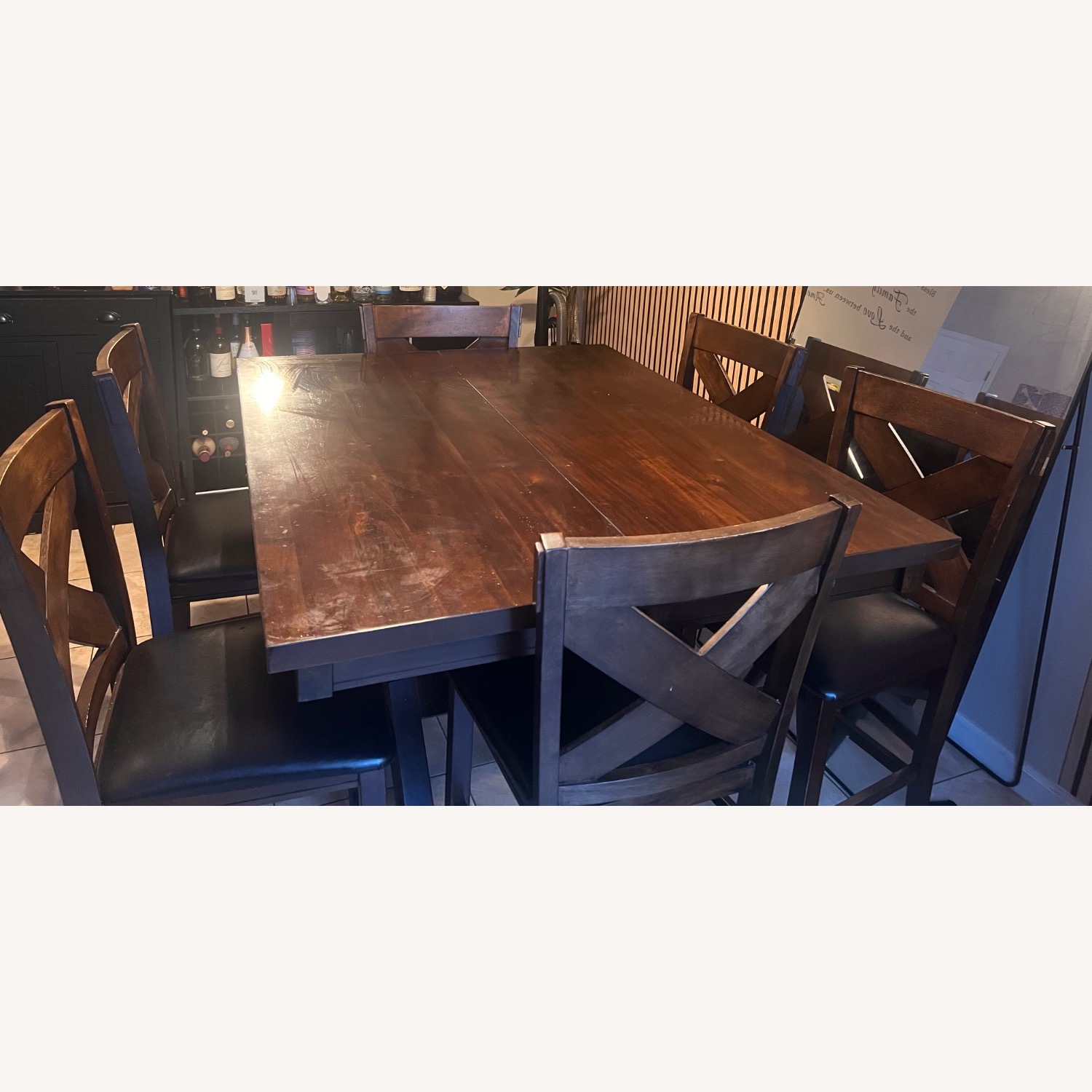 Dark Wood Dining Table Set with 6 Chairs - image-7