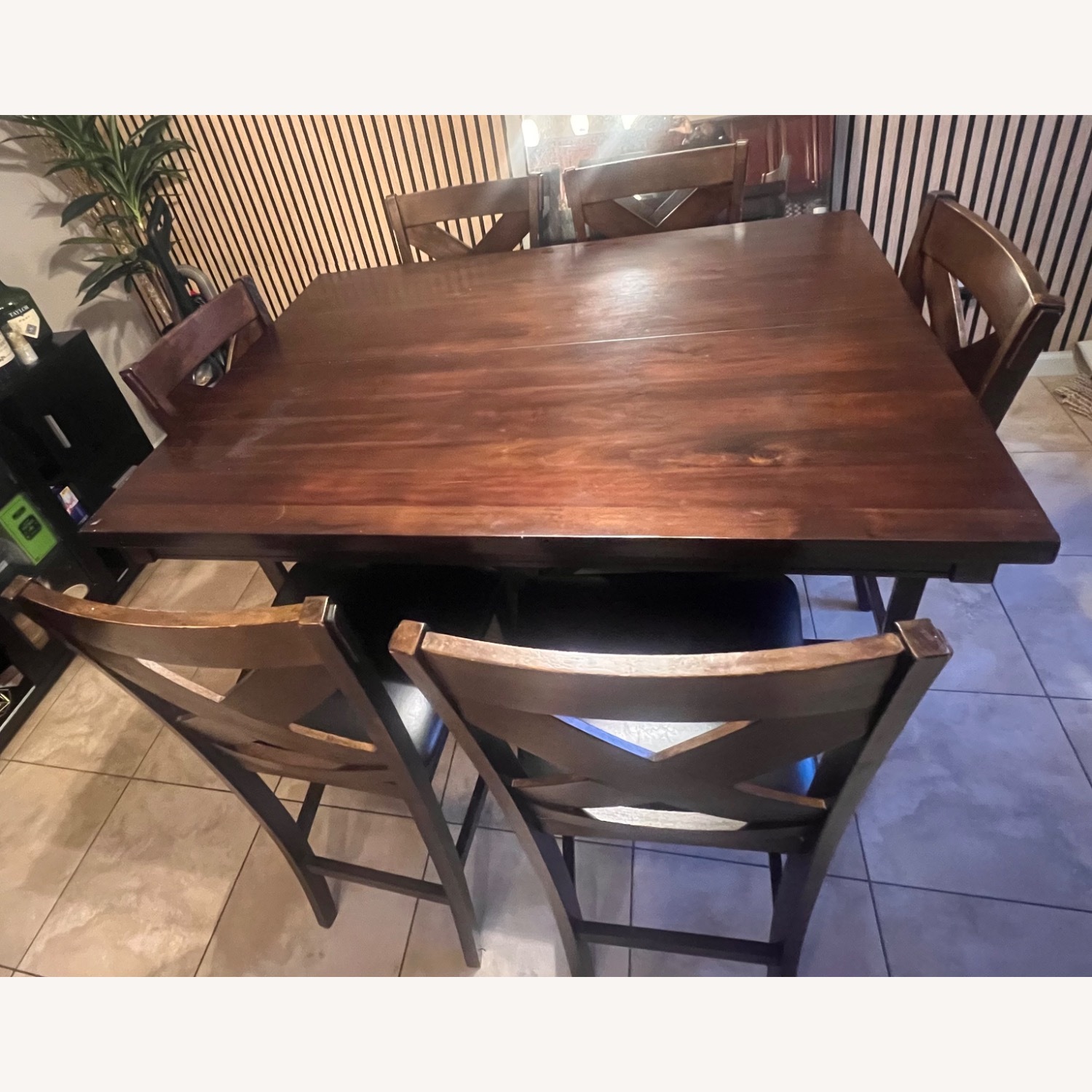Dark Wood Dining Table Set with 6 Chairs - image-2
