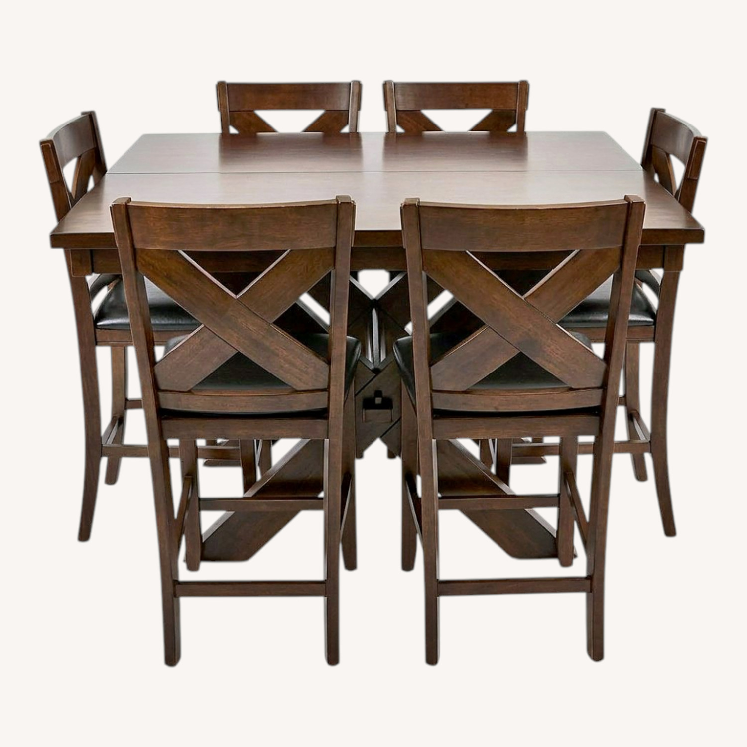Dark Wood Dining Table Set with 6 Chairs - image-0