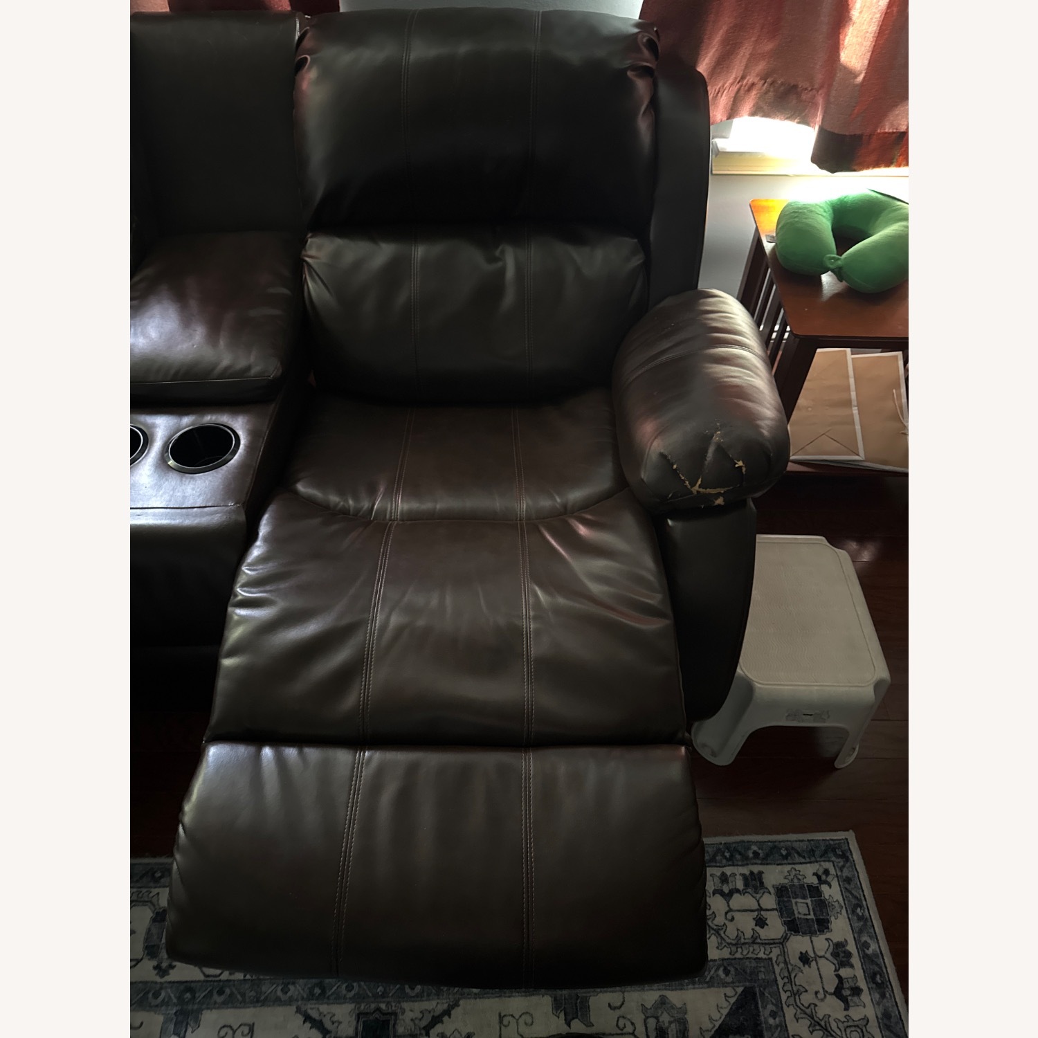 Ashley Furniture Dark Brown Leather Love seat - image-6
