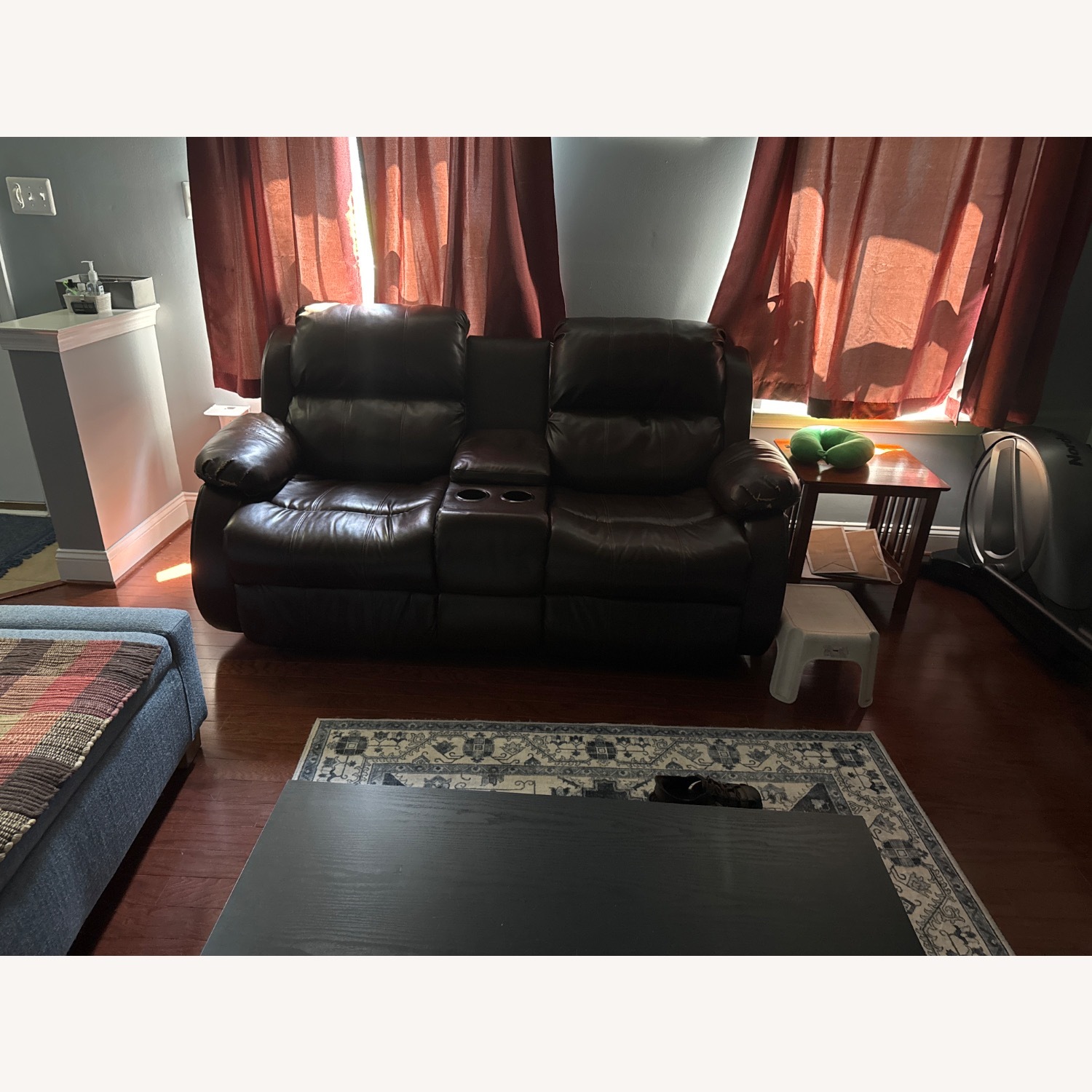 Ashley Furniture Dark Brown Leather Love seat - image-1