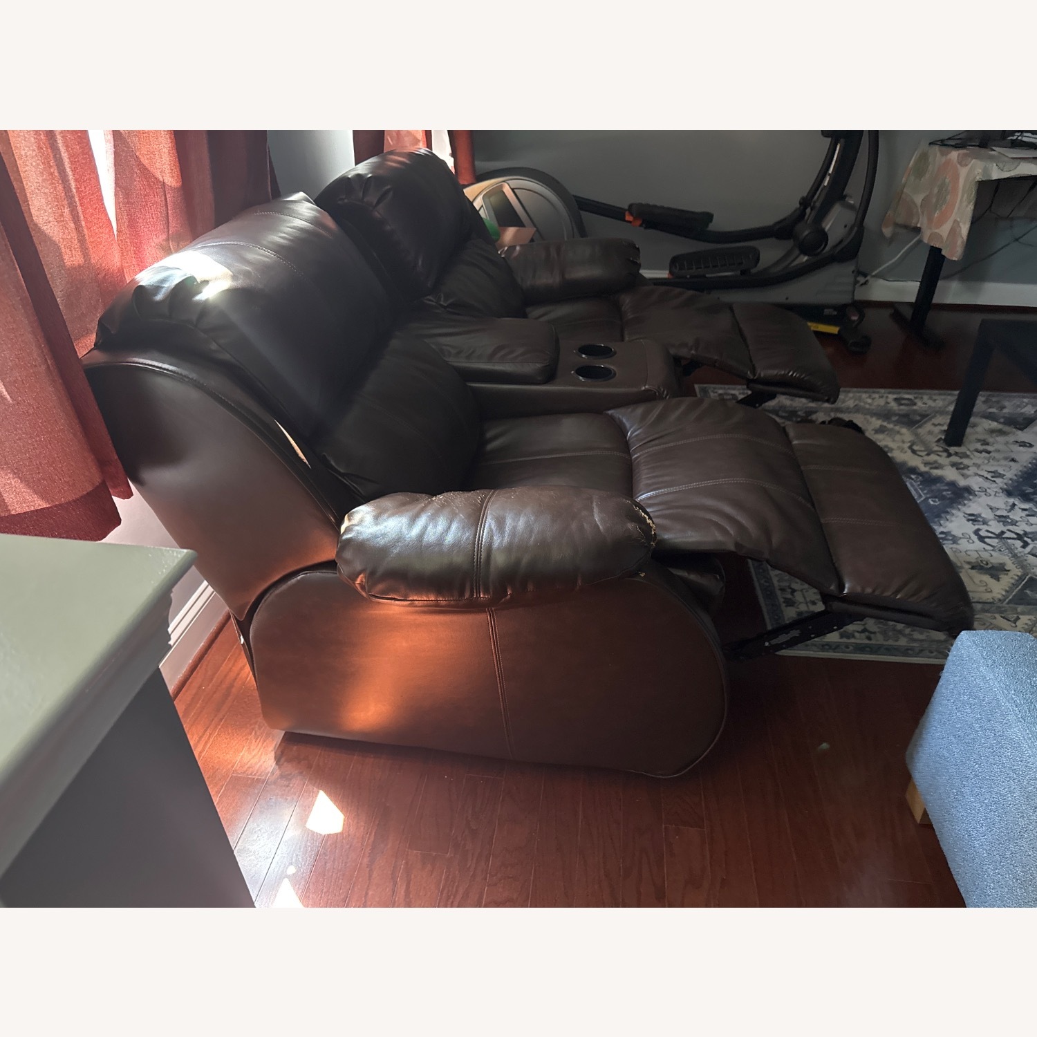Ashley Furniture Dark Brown Leather Love seat - image-2