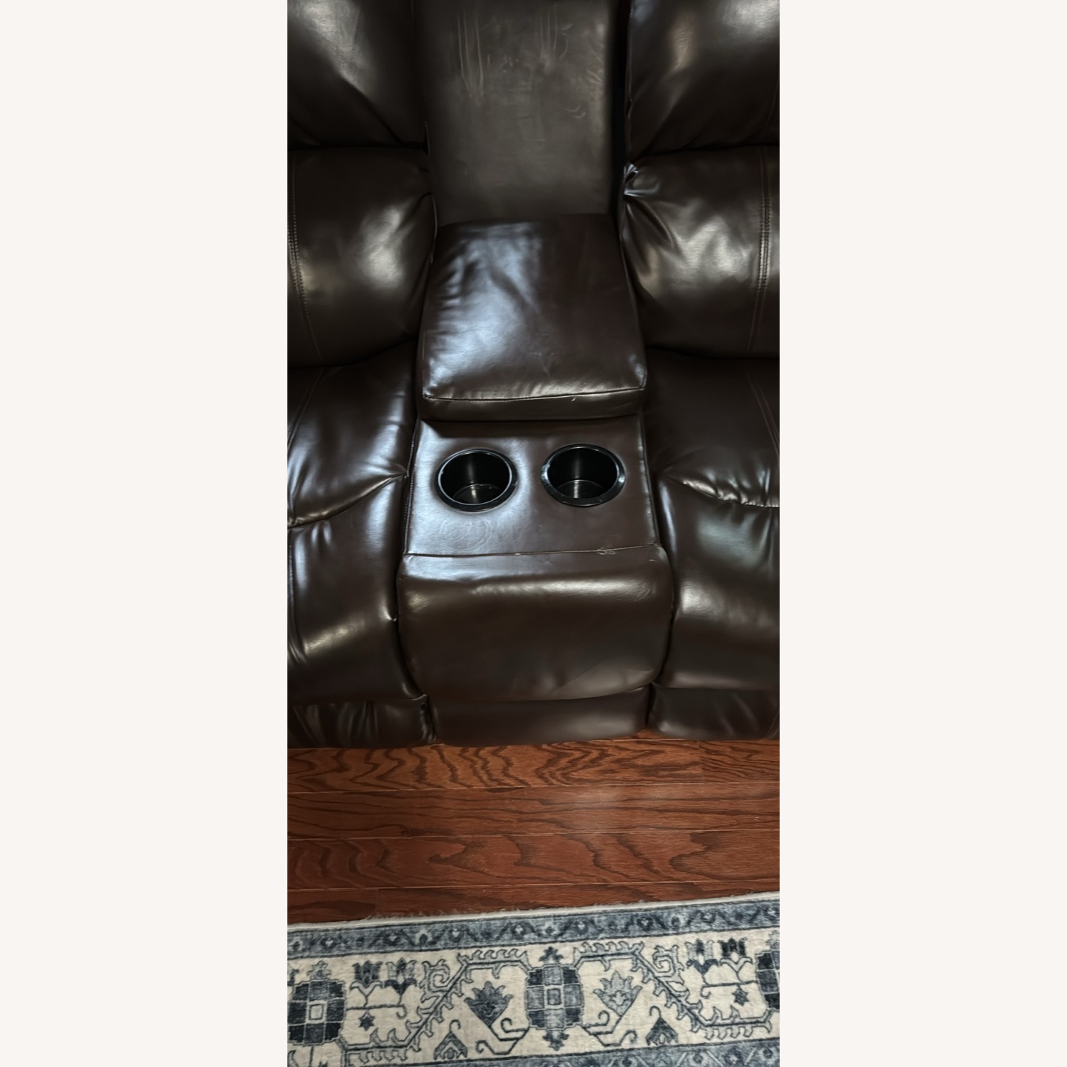 Ashley Furniture Dark Brown Leather Love seat - image-4