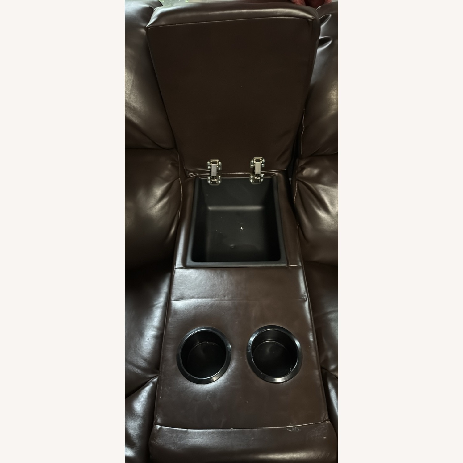 Ashley Furniture Dark Brown Leather Love seat - image-3
