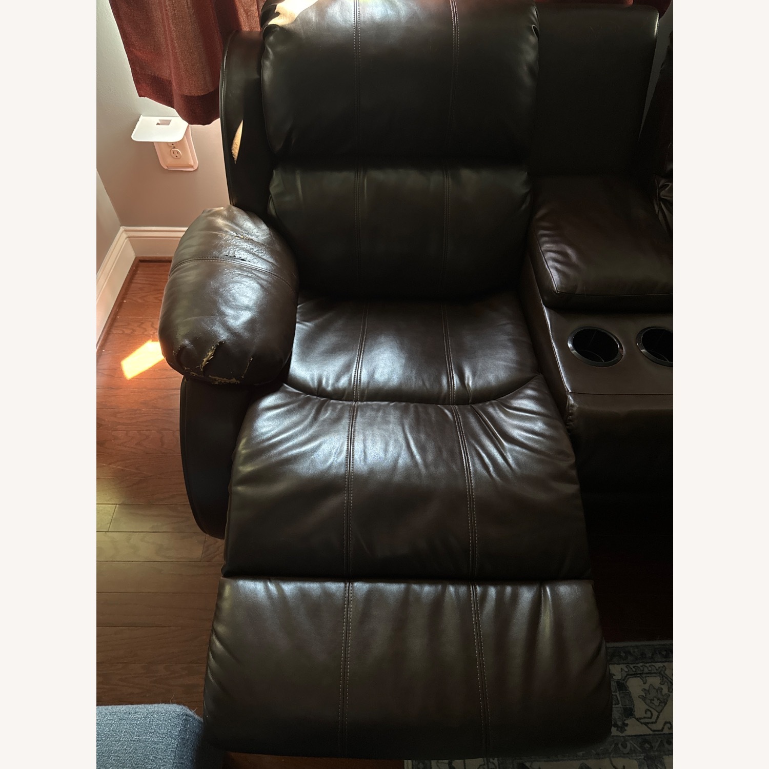 Ashley Furniture Dark Brown Leather Love seat - image-5
