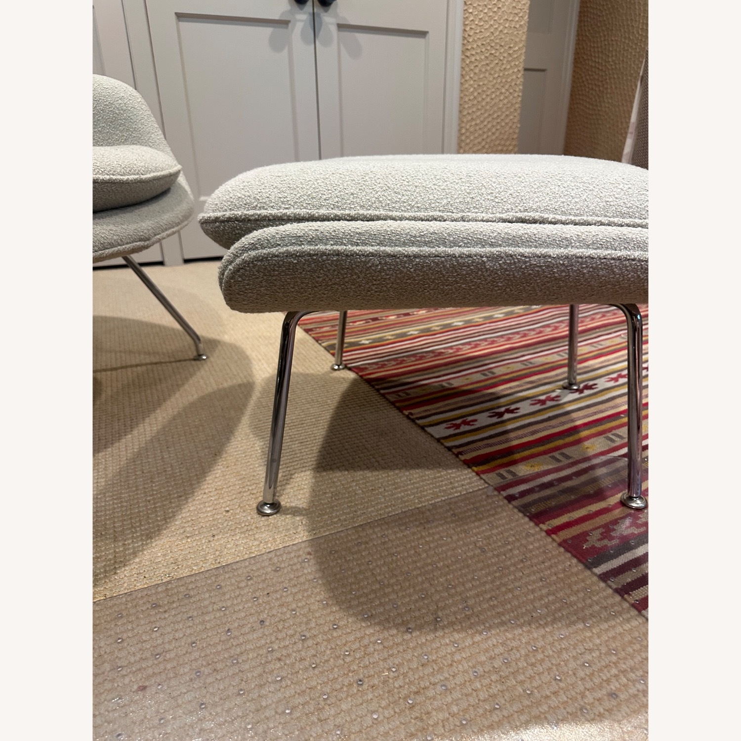 Womb Chair Natural Boucle Armchair and Ottoman - image-4