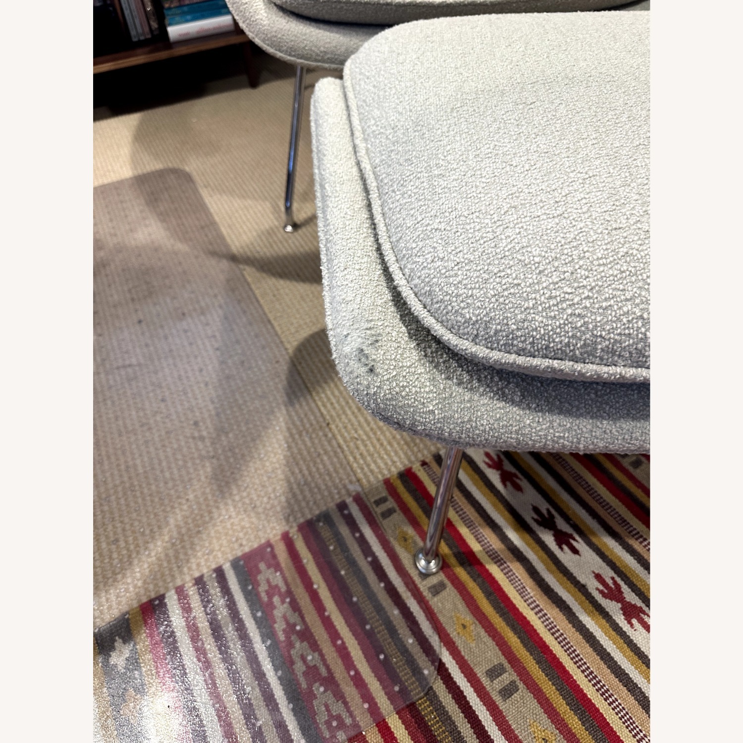 Womb Chair Natural Boucle Armchair and Ottoman - image-12