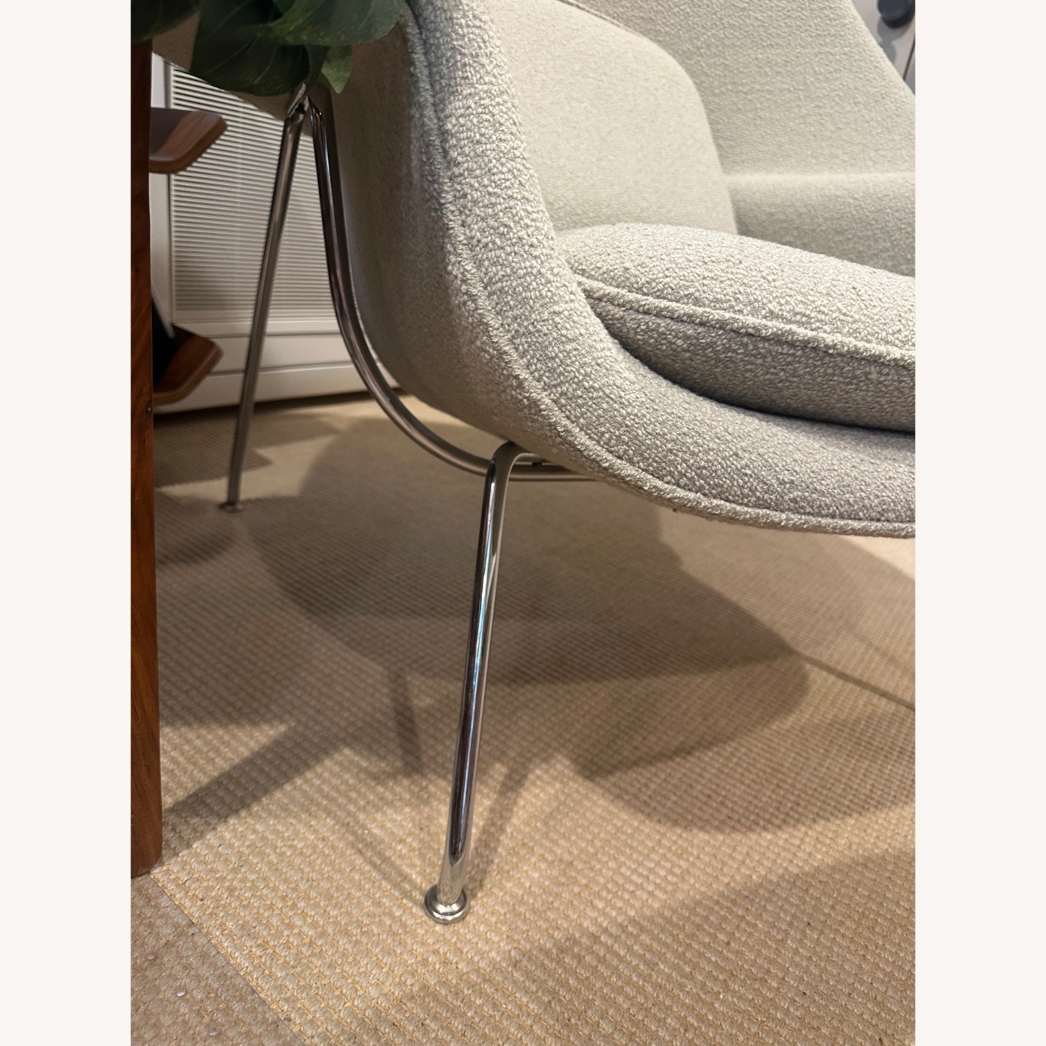 Womb Chair Natural Boucle Armchair and Ottoman - image-3
