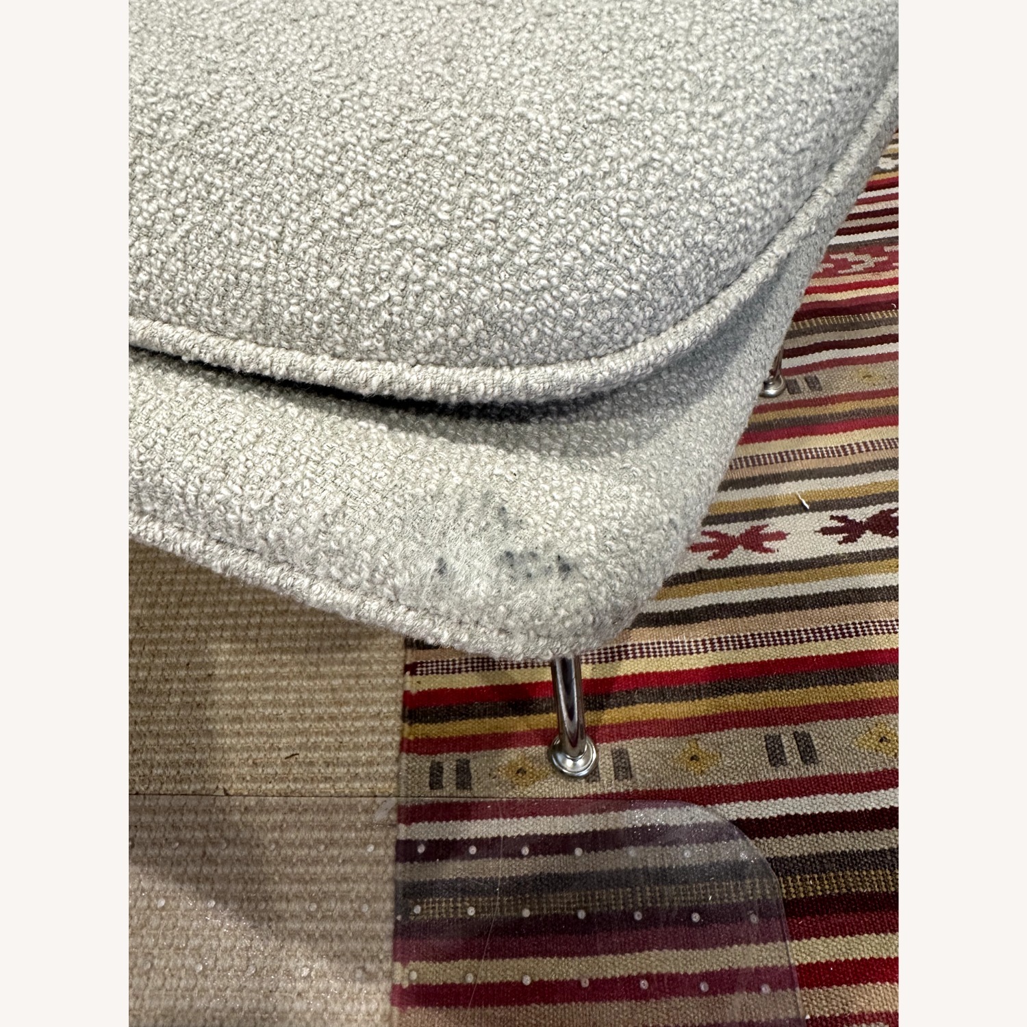 Womb Chair Natural Boucle Armchair and Ottoman - image-11
