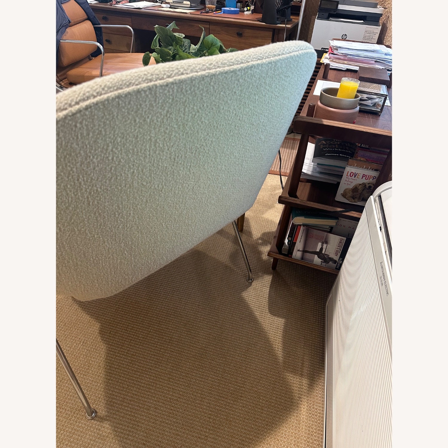 Womb Chair Natural Boucle Armchair and Ottoman - image-2