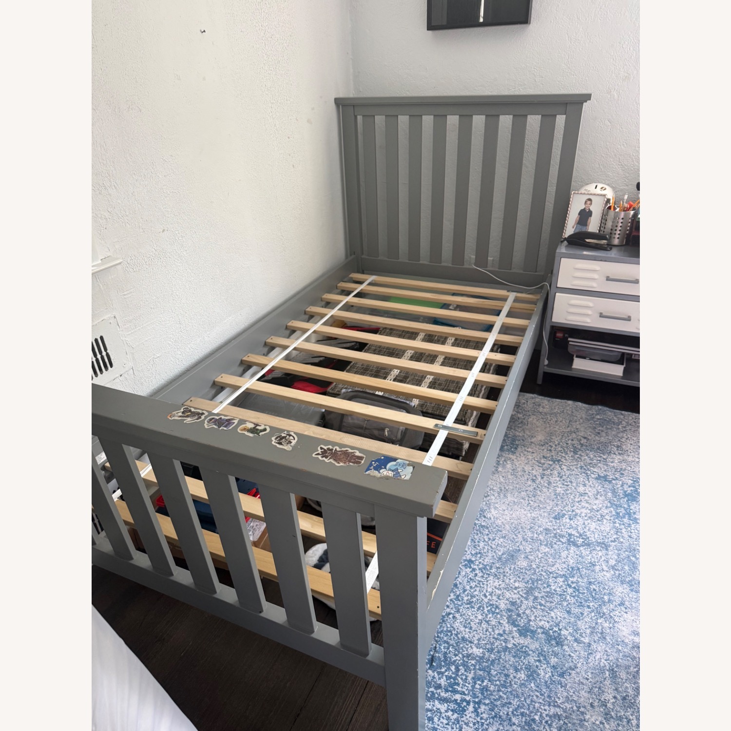 Pottery Barn Kids Elliott Light Gray Wood Twin Bed - image-1