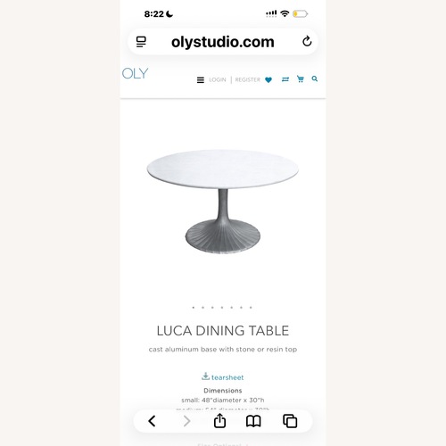 Used Oly Studio Luca Marble White Marble Dining Table for sale on AptDeco