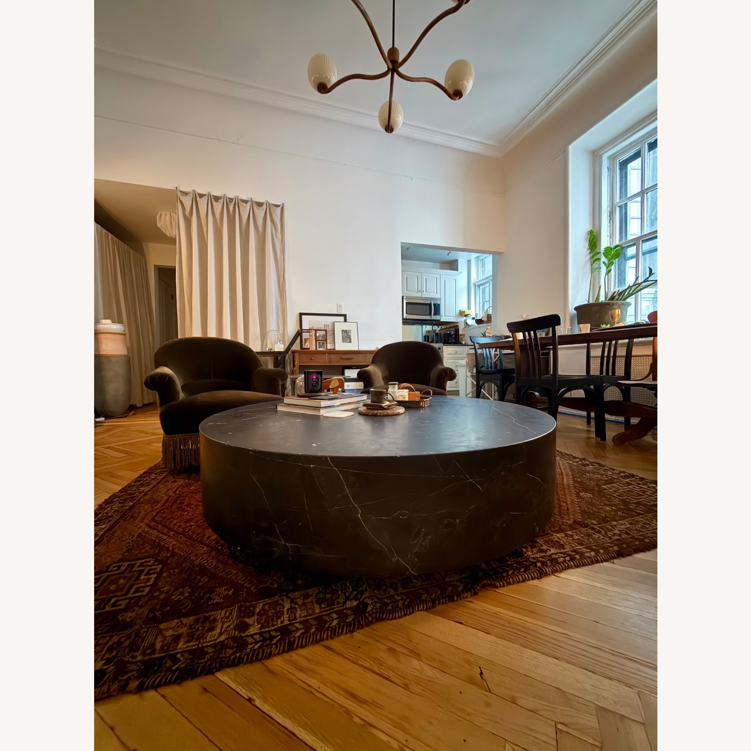 Restoration Hardware Marble Plinth Round Coffee Table - image-4