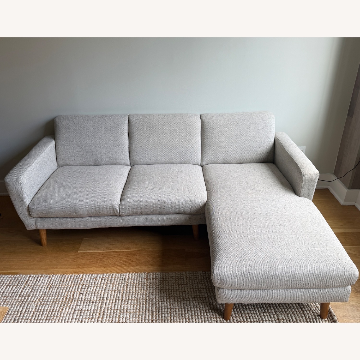 West Elm Natural Fabric 2 Piece Sectional - image-1