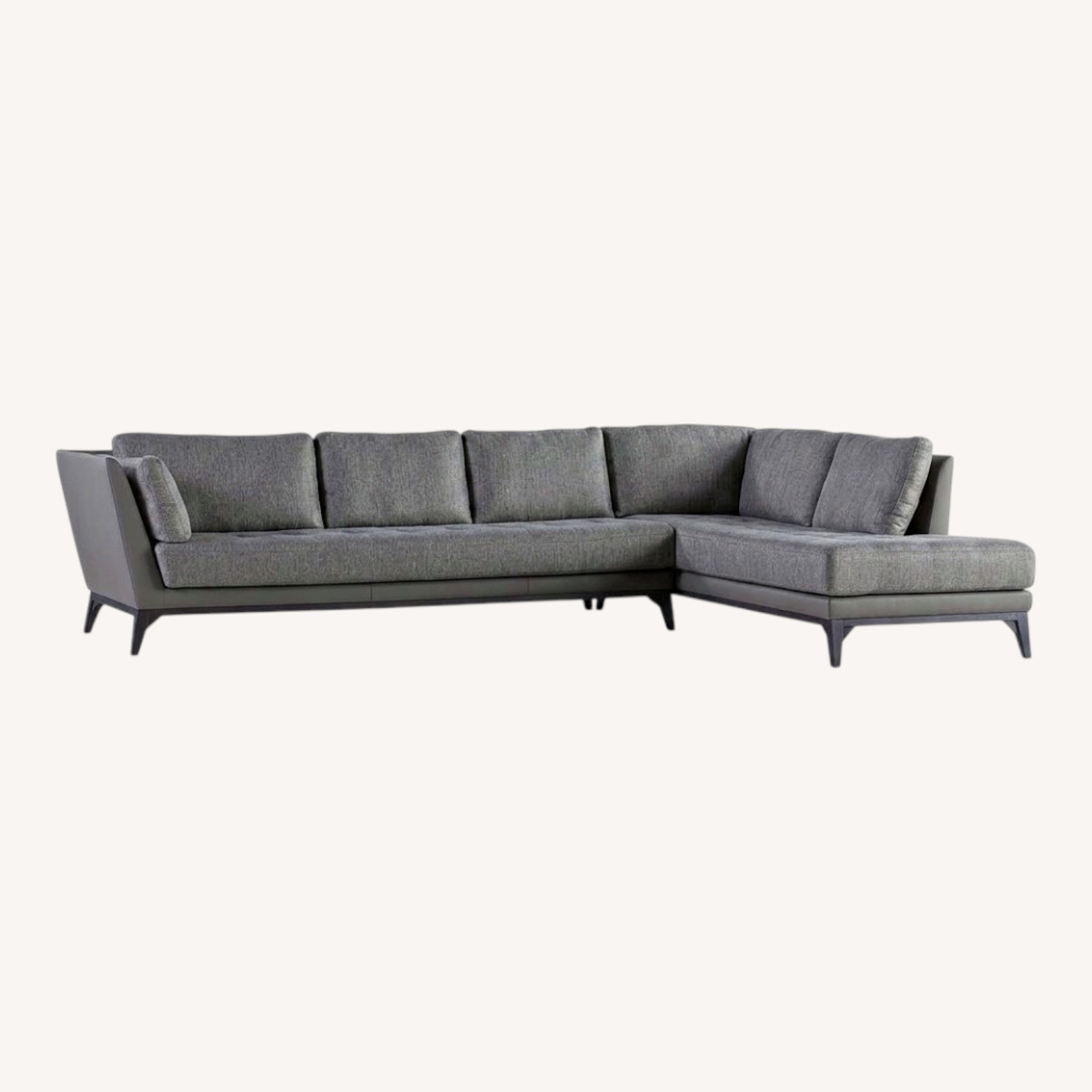 Roche Bobois Perception Gray Leather and Fabric Sectional - image-0