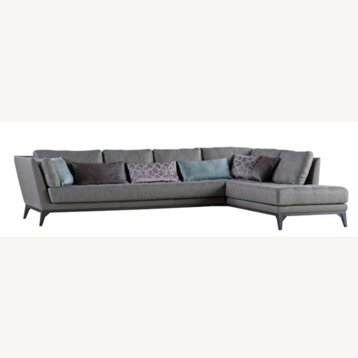 Roche Bobois Perception Gray Leather and Fabric Sectional - image-1