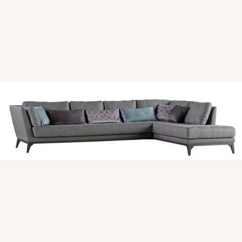 Used Roche Bobois Perception Gray Leather and Fabric Sectional for sale on AptDeco