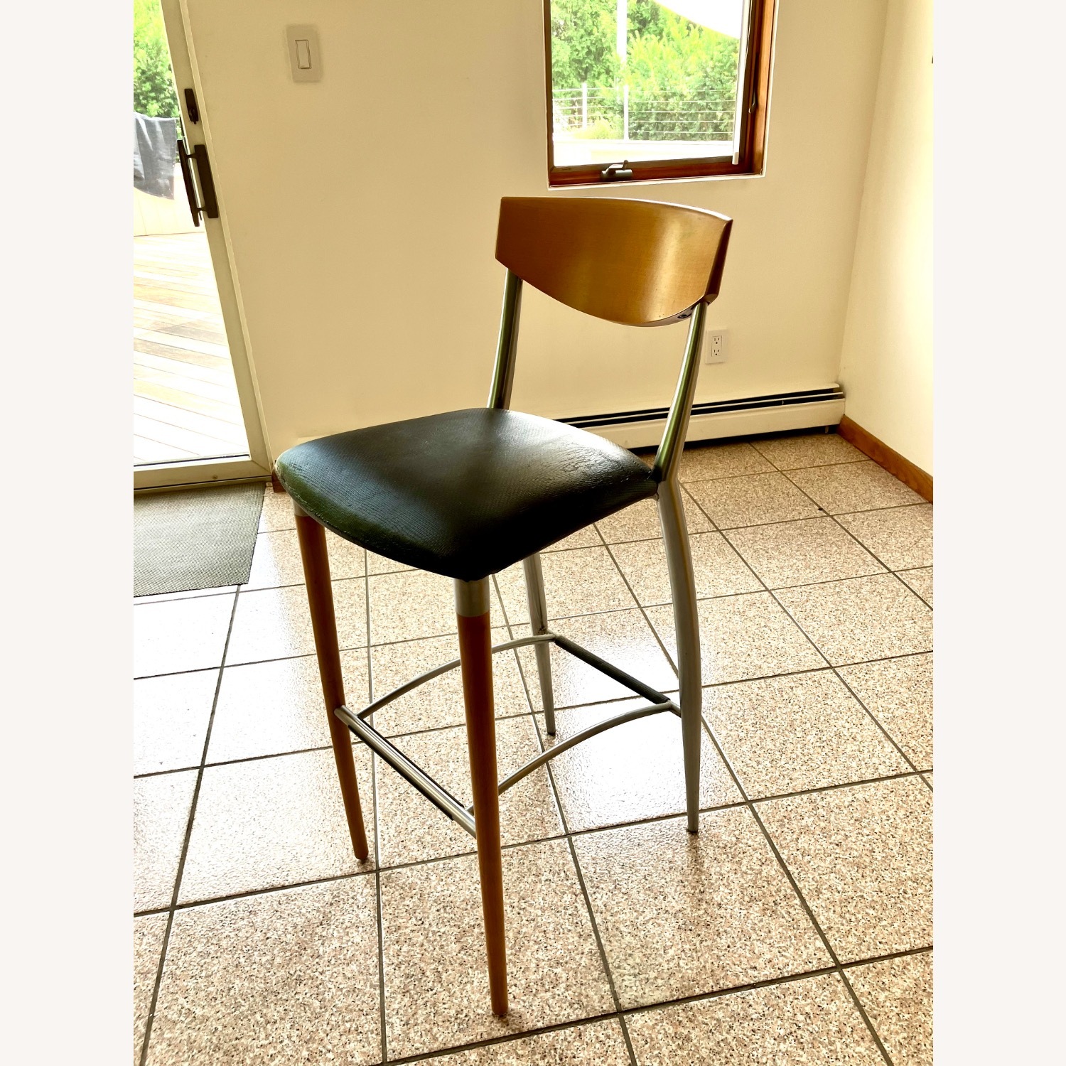 Epic Bar Stools: Dark Brown, Aluminum, Wood - image-2