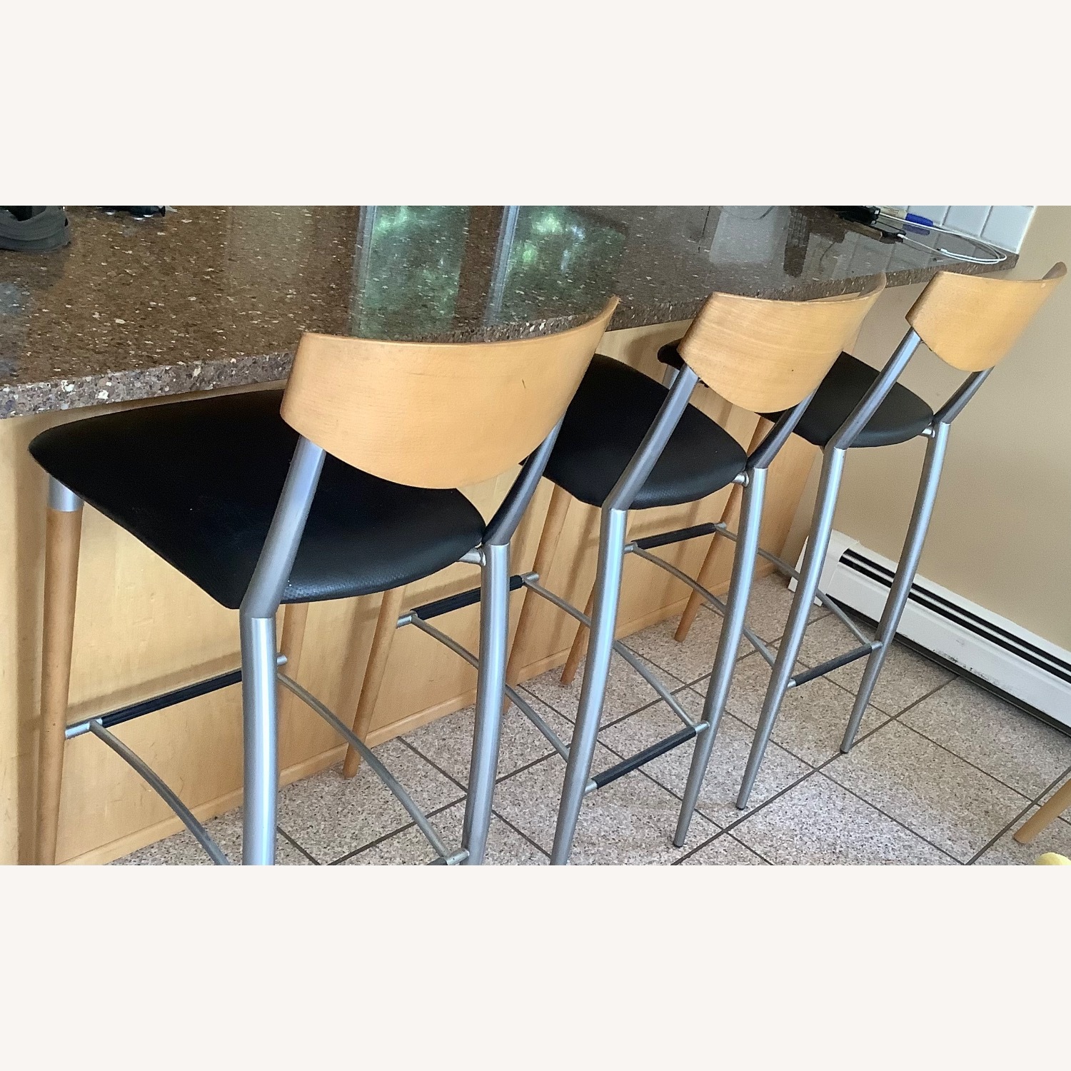 Epic Bar Stools: Dark Brown, Aluminum, Wood - image-4