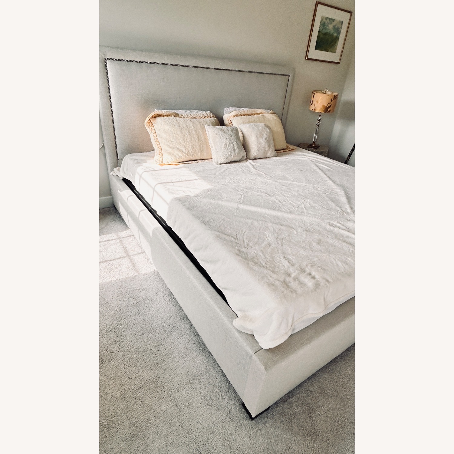 Bernhardt Morgan White Fabric King Bed - image-2
