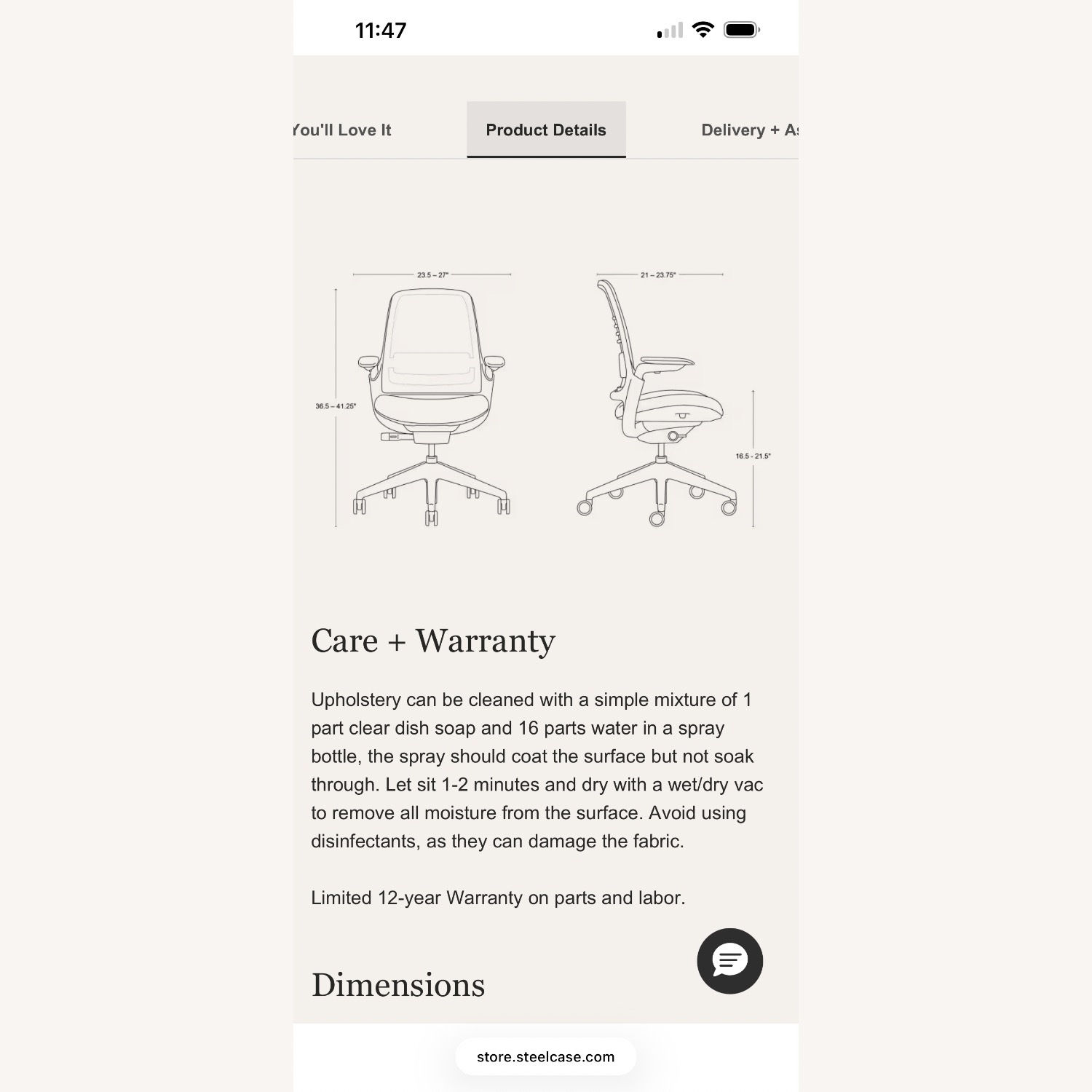 Steelcase Series 1 Black Fabric Office Chair - image-2