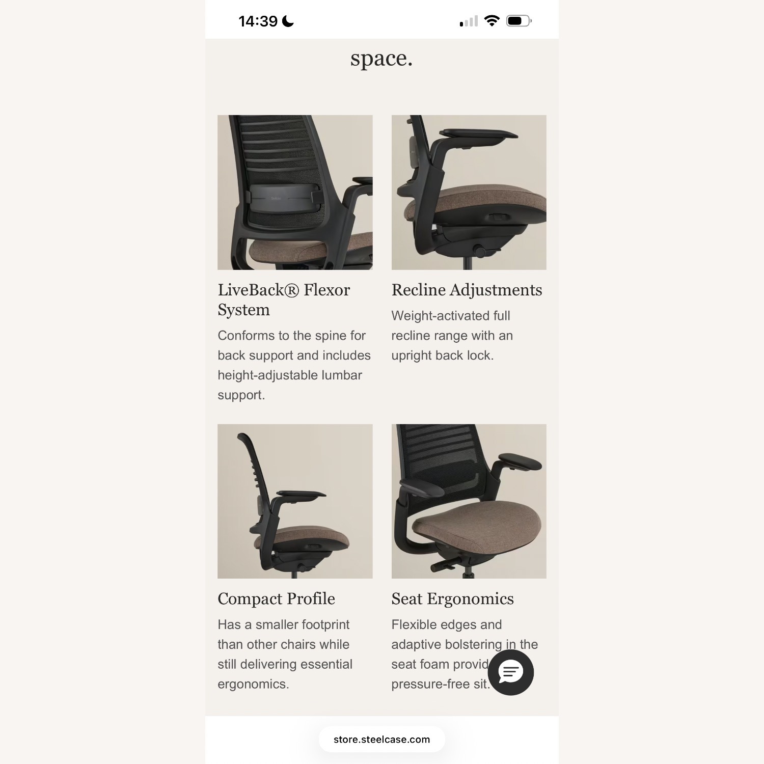 Steelcase Series 1 Black Fabric Office Chair - image-3