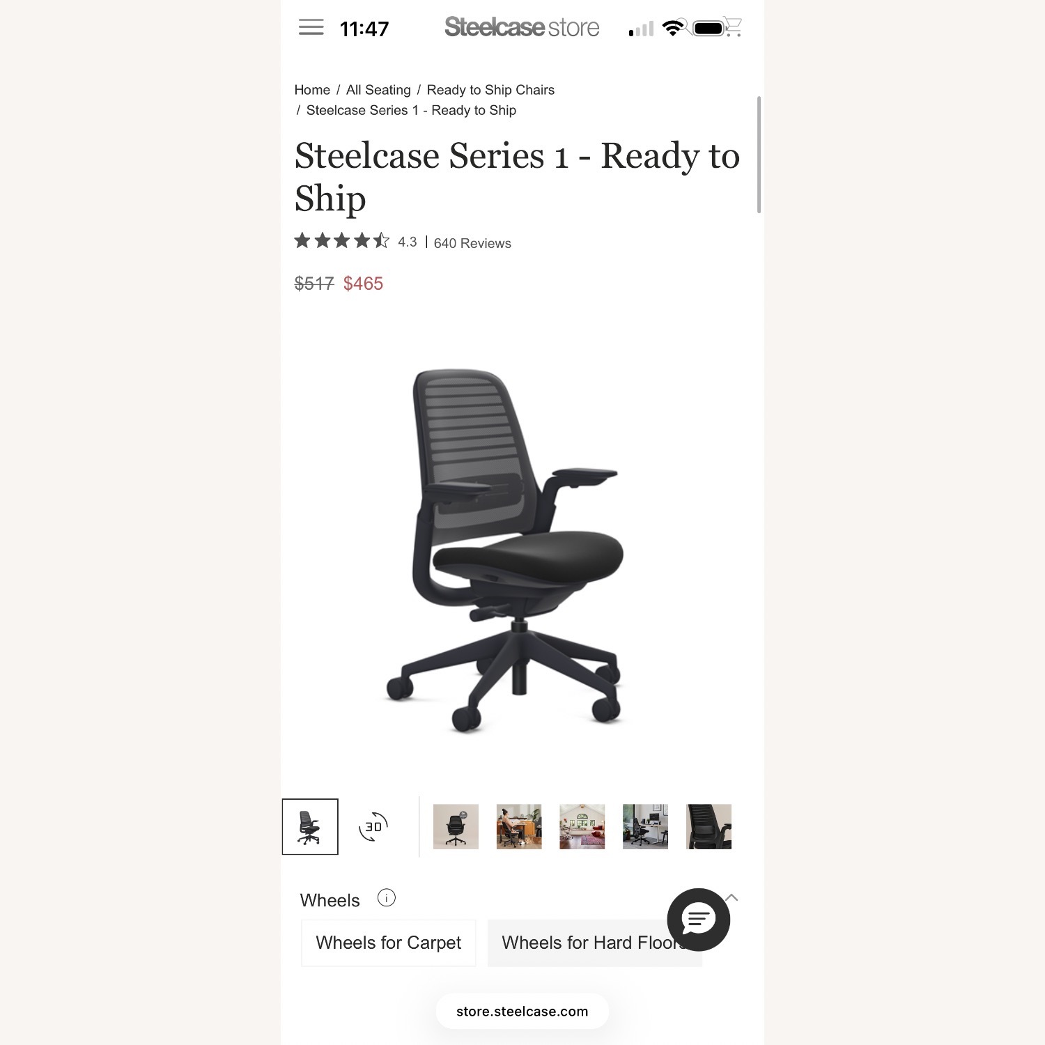 Steelcase Series 1 Black Fabric Office Chair - image-1