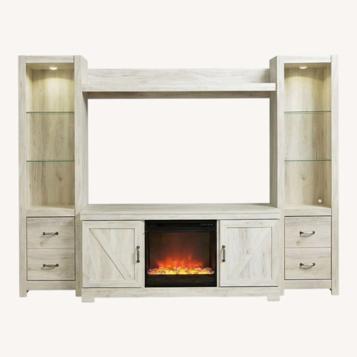 Used Ashley Furniture Bellaby White Wood Media Storage for sale on AptDeco