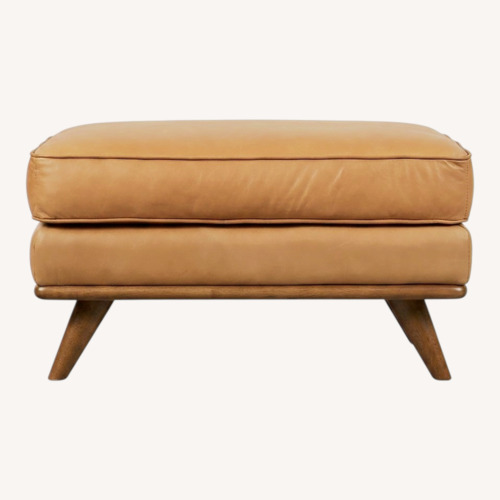 Used West Elm Zander Ottoman in Tan Charme Leather for sale on AptDeco