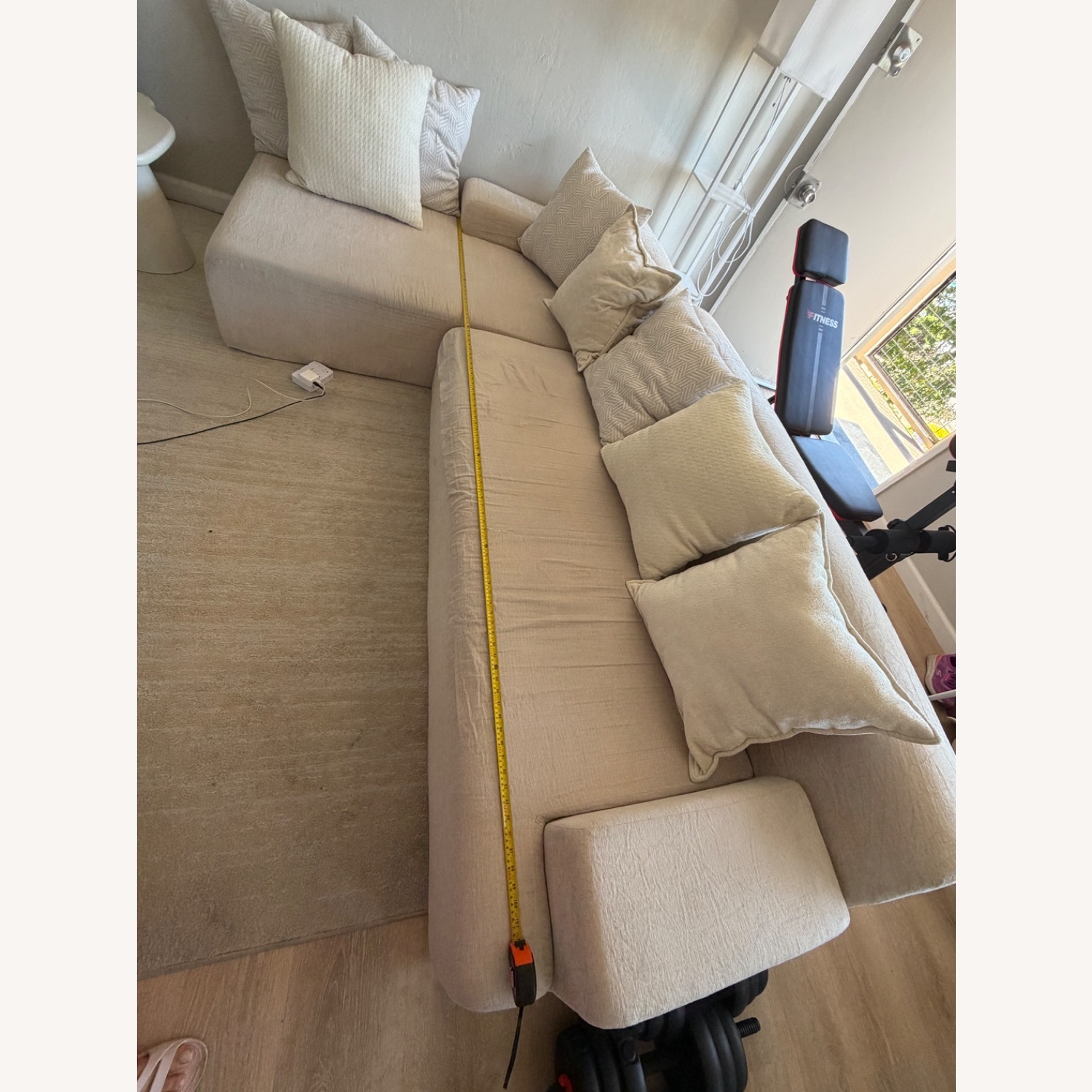 White Velvet 2 Piece Sectional - image-12