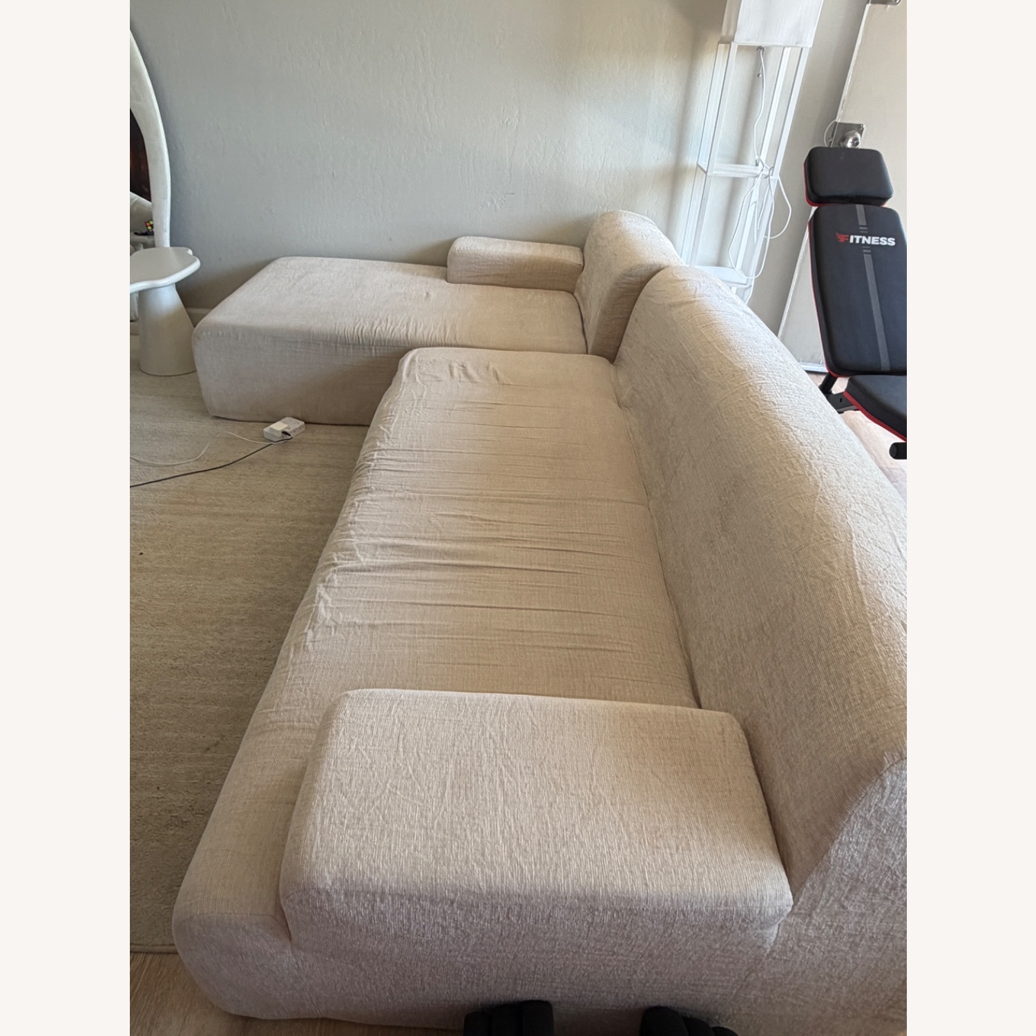 White Velvet 2 Piece Sectional - image-5