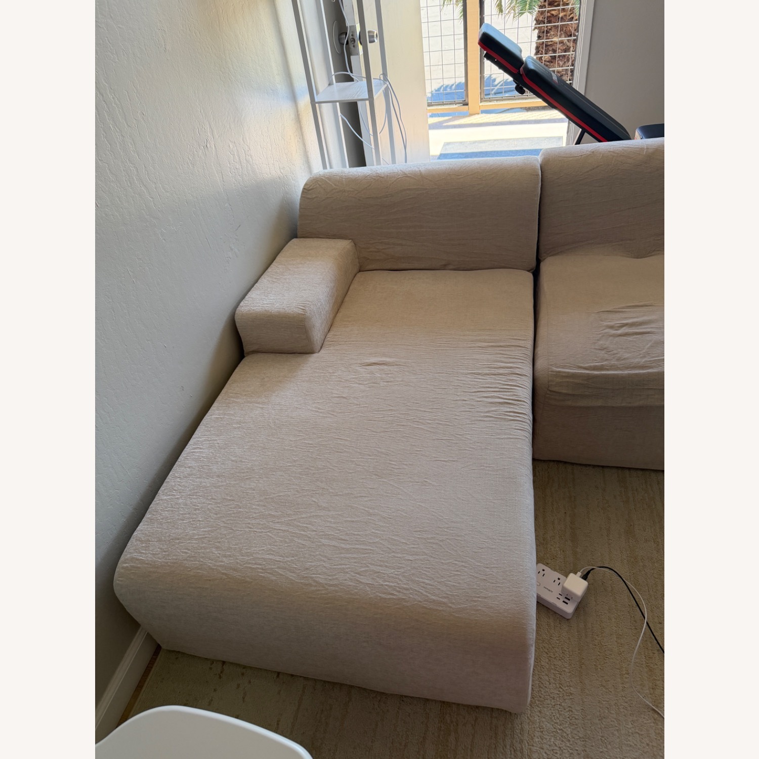 White Velvet 2 Piece Sectional - image-1